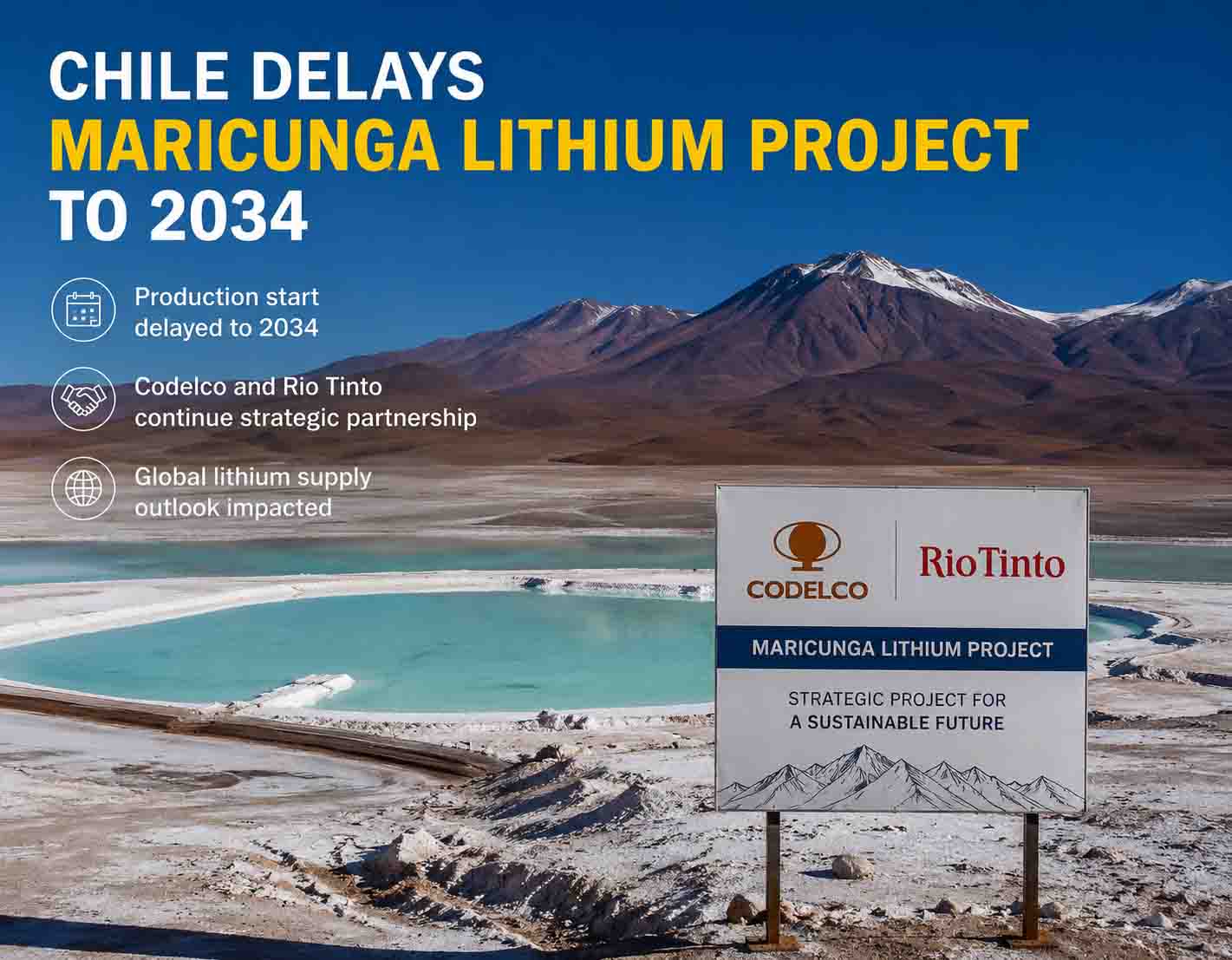 Chile Delays Maricunga Lithium Project to 2034